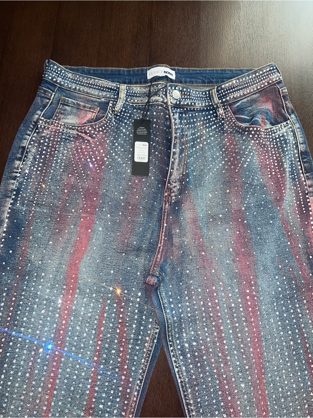 Fashion Nova Daydreaming Embellished Jeans NWT Plus 16 ๐ฅ๐ฅ๐ฅ - Picture 3 of 7